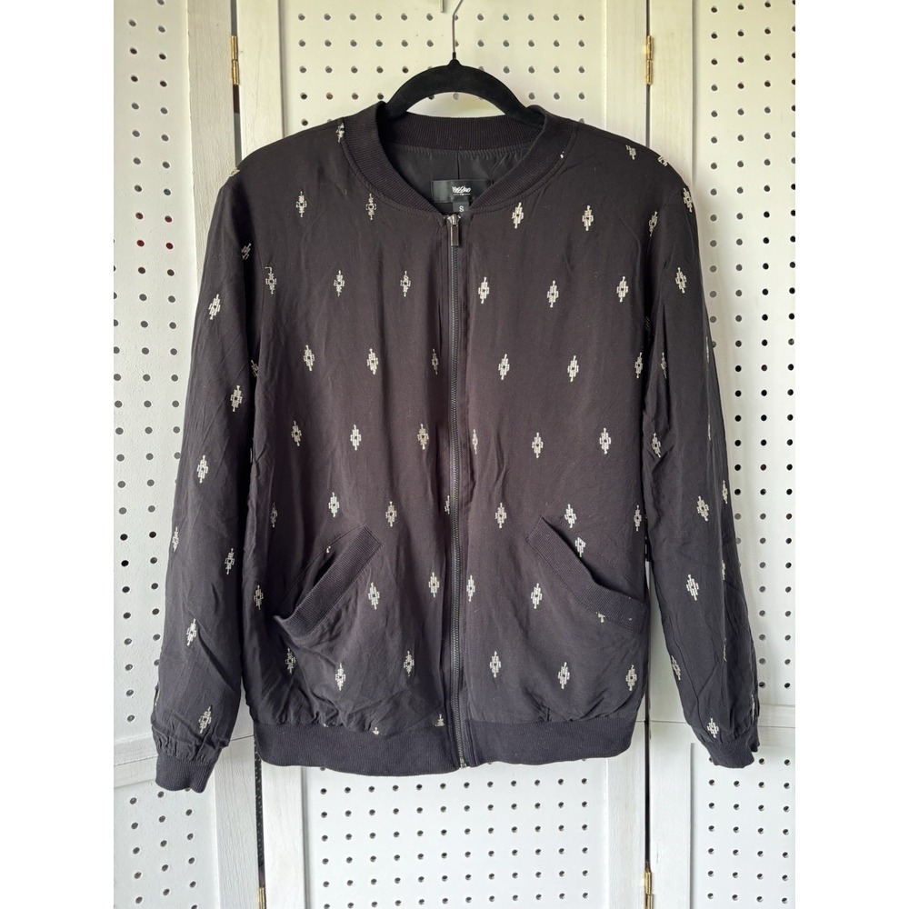 Mossimo Womens Jacket Small Full Zip Lined Casual Black Jacket Metallic Knit